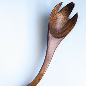 Vintage 60's Monkey Pod Wood Slotted Spoon